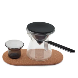 Cafetera pour over de vidrio con filtro magnético y taza auxiliar