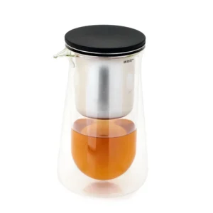 Vaso infusor de vidrio alargado de 200ml con filtro de acero inoxidable