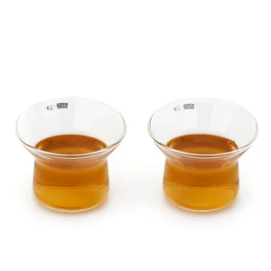 Set de dos vasos de té de vidrio transparente de 50ml modelo TC1