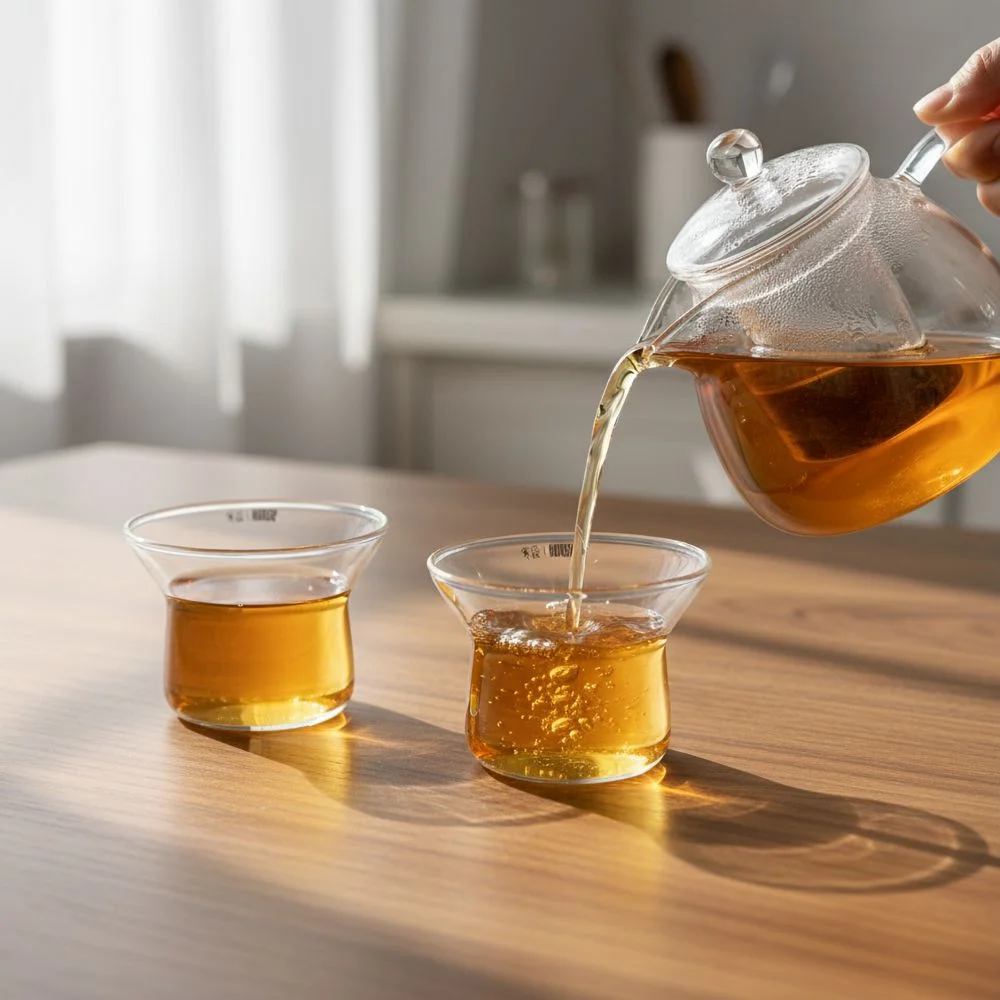Set de dos vasos de té de vidrio transparente de 50ml modelo TC1